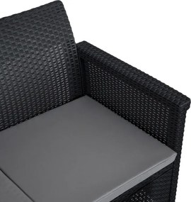 Zestaw Mebli Ogrodowych BRENTA Czarny/Szary 2xFotel Sofa Stolik Tarasowy Technorattan Nowoczesny