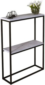 Nowoczesna konsola z półkami czarny + beton H5-E10