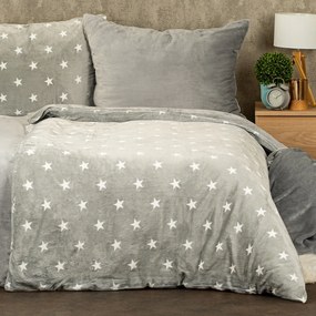 4Home Pościel mikroflanela Stars grey, 140 x 200 cm, 70 x 90 cm