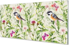 Panel szklany do Kuchni Mały Ptak wśród Letnich Traw