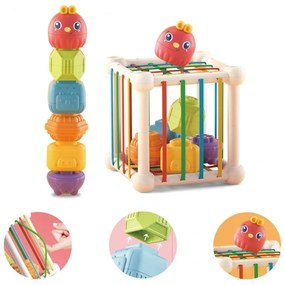 Woopie baby elastyczna kostka sensoryczna sorter dla dzieci zwierzątka + grzechotka 7 el.