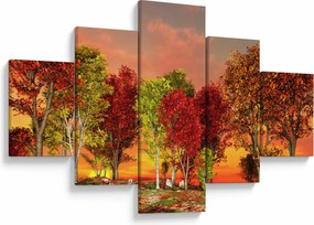 Obraz - Kolorowe drzewa (125x70 cm)