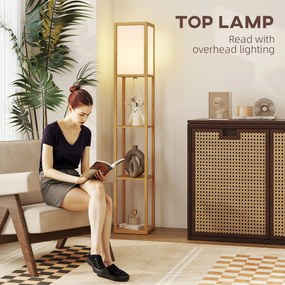 HOMCOM Lampa stojąca z 3 półkami, lampa podłogowa z oprawką E27, 26 x 26 x 160 cm, do salonu/sypialni (bez żarówki) | Aosom PL
