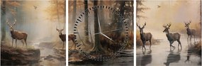 Obraz - Obraz dzikiej przyrody w stylu vintage (z zegarem) (90x30 cm)