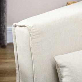 HOMCOM Fotel do Spania, 6-stopniowa regulacja oparcia, wygląd lnu, do 150 kg, Kremowy