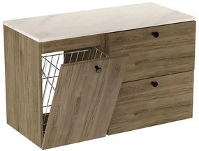 Szafka pod umywalkę z koszem orzech + marmur K5-C16