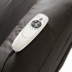 Fotel Masujący BOX Rozkładany Wypoczynkowy z Podnóżkiem Ciemnobrązowy Ekoskóra Nowoczesny