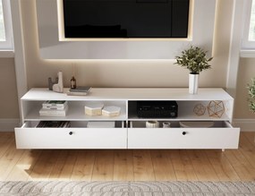 Szafka RTV z półką i szafkami DULLUM 200x58cm, biały