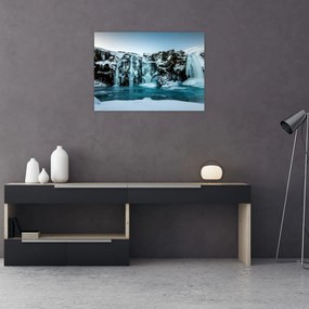 Obraz na szkle - zamarznięte wodospady (70x50 cm)