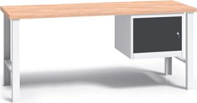 Profesjonalny stół warsztatowy G3 z drewnianym blatem roboczym, 1700 mm, 1x szafka, grafitowy
