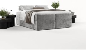 Szare łóżko boxspring ze schowkiem 140x200 cm Yoko – Maison de Rêve
