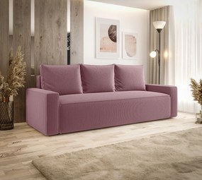 Różowa sofa rozkładana z pojemnikiem L2-P16