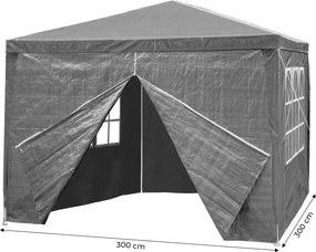 Pawilon ogrodowy handlowy 3x3 m - 4 ścianki, okna, szary