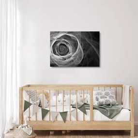 Obraz na szkle - Abstrakcyjna róża czarno-biała (70x50 cm)