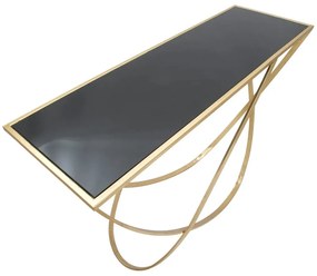Konsola w czarno-złotym kolorze ze szklanym blatem 40x120 cm Ring – Mauro Ferretti