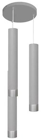 Lampa LED TUBA 3xGU10/4,8W/230V szara/błyszczący chrom, na lince
