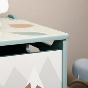 ZONEKIZ Skrzynka do Przechowywania, Skrzynia na Zabawki, Pokrywa na Zawiasie, Uroczy Motyw, Zielona