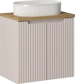 Szafka 2-drzwiowa Nova 60 cm z białą umywalką Beyond, kaszmir mat/dąb coast evoke