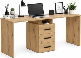 Podwójne biurko komputerowe długie z szufladami dąb artisan D1-S75