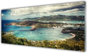 Dekor Szklany do Kuchni Przystań Łodzi W Cichej Zatoce