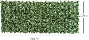 Outsunny Sztuczny żywopłot, imitacja pnącza, 240cm x 100cm. Kolor zielony