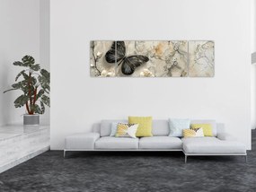 Obraz - Marmurowe tło z motylami (170x50 cm)