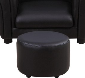 HOMCOM Zestaw Sofy Dziecięcej z Podnóżkiem, Czarny, Komfort i Styl dla Twojego Malucha