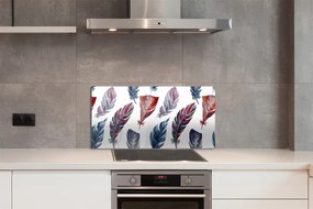 Szkło do Kuchni na Ścianę Detal Kolorowych Piór