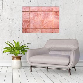 Obraz na szkle - Różowe, marmurkowe płytki (70x50 cm)