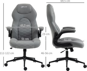 Vinsetto Krzesło Biurowe do Biurka Regulacja Wysokości Podłokietnik 3D 3 Poziomy Siateczka Szare | Aosom PL