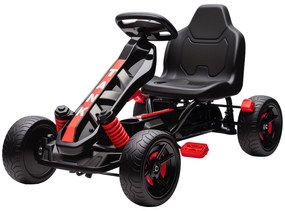 AIYAPLAY Gokart z pedałami, tretauto dla dzieci z hamulcem, antypoślizgowe koła, metalowa rama, 3-6 lat, czerwony