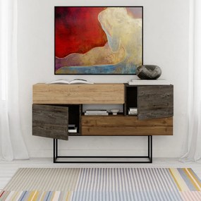 Brązowa niska komoda w dekorze dębu 145x82 cm Titan – Marckeric