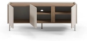 Kremowo-naturalna szafka pod TV w dekorze dębu 140x53x35 cm Lucile – Marckeric