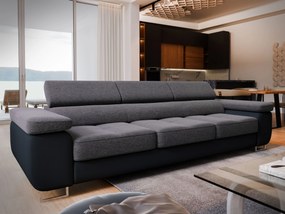 Masseno Sofa MOSINE z funkcją spania, Rozkładana sofa z regulowanymi zagłówkami - Szary, SAWANA 05 + MADRYT 9100