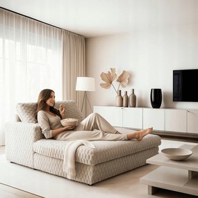 Fotel Wypoczynkowy Sofa KOBEL Beżowy Pluszowy Nowoczesny
