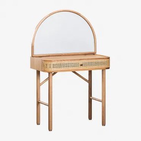 Tocador Z Lustrem Z Forniru Dębowego Edwina Naturalna - Sklum