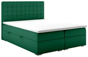 Łóżko kontynentalne REZEN 160x200 zielone velvet z pojemnikiem LAVERTO