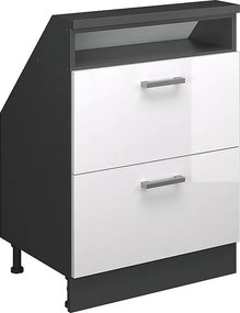 Szafka kuchenna na dach skośny biały wysoki połysk 60x46x81.6 r-line