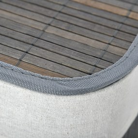HOMCOM 100L Kosz na pranie z 3 uchwytami, z pralnym workiem na pranie, Bambus, Poliester, Bawełna, Metal, 52 x 32 x 63 cm, Szary
