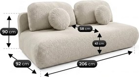Sofa BASE Rozkładana Dwuosobowa Beżowa Boucle Nowoczesna