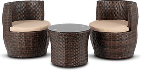 Zestaw Mebli Ogrodowych FRIO Brązowy/Beżowy 2x Fotel Stolik Tarasowy Nowoczesny