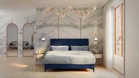 Łóżko kontynentalne DERDA 180x200 zielone velvet z pojemnikiem LAVERTO