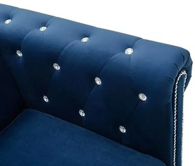 Aksamitna sofa w stylu Chesterfield Charlotte 3Q - niebieska