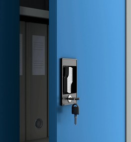 Szafa biurowa Jan dwudrzwiowa 90x40x185 cm szary/niebieski