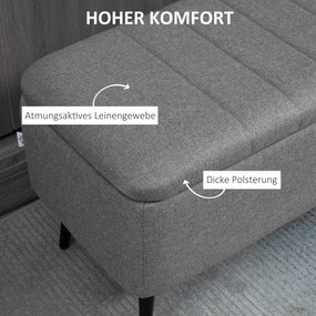 Tapicerowana Ławka HOMCOM z Miejscem do Przechowywania w Optyce Lnu z Nogami ze Stali 102 x 40 x 44 cm, Szary