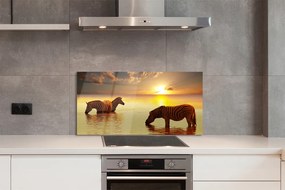 Szklany Panel Zebry przy Wodopoju o Zmierzchu