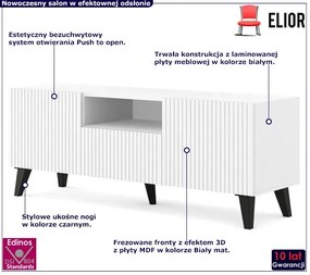 Biała szafka na TV z lamelami - Livorno 9X