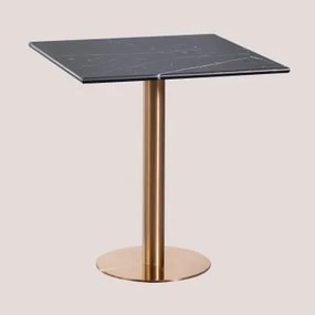 Kwadratowy Stolik Barowy Z Marmuru Cosmopolitan Marmur Nero Marquina & ↔︎ 70 Cm & Różowe Złoto - Sklum