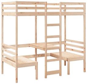 Sosnowe łóżko piętrowe do małego pokoju 75x190 - Kerbi 3X