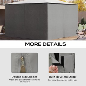 Outsunny Zasłony do pawilonu zestaw 4 sztuk jasnoszare do altany 3x4m 352x205 cm | Aosom PL